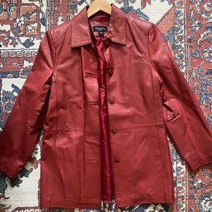 Faux leather red blazer jacket
